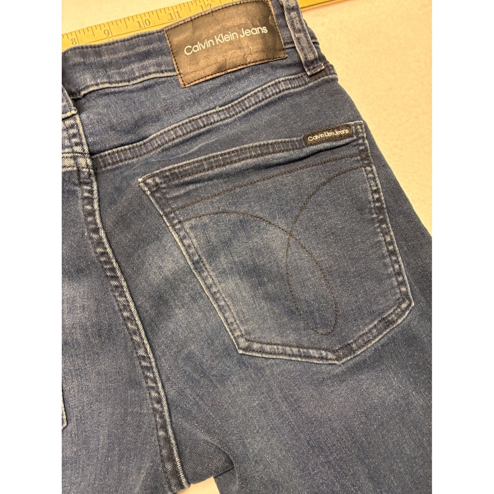 Calvin Klein Modern Slim Jeans Indie Sleaze Minimalist Indigo - 28 Dark Blue - Picture 8 of 11